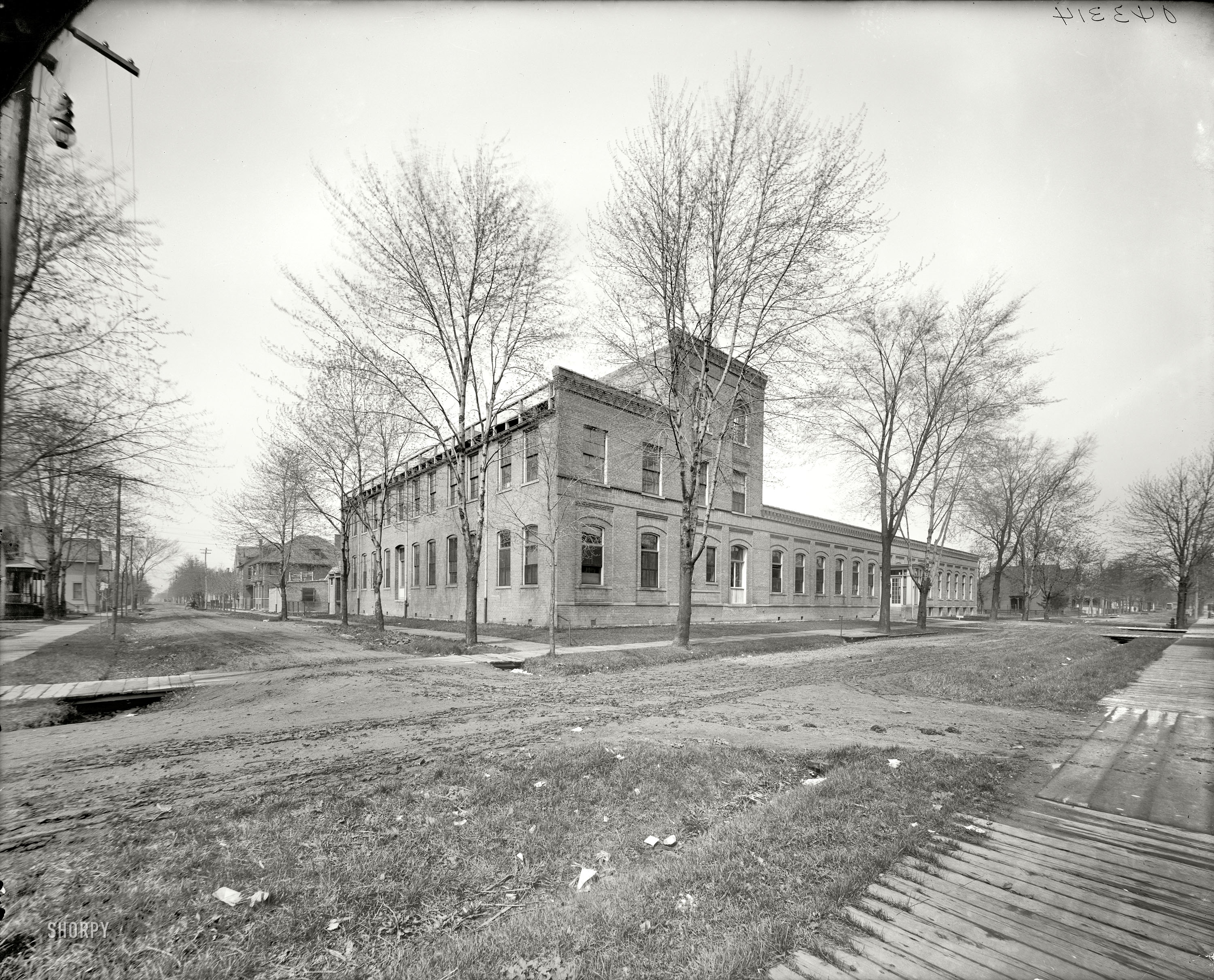 Detroit, Michigan, circa 1902. "Detroit Photographic Company, southeast view." Our second look at the home of the Photochrom-process postcard. View full size.