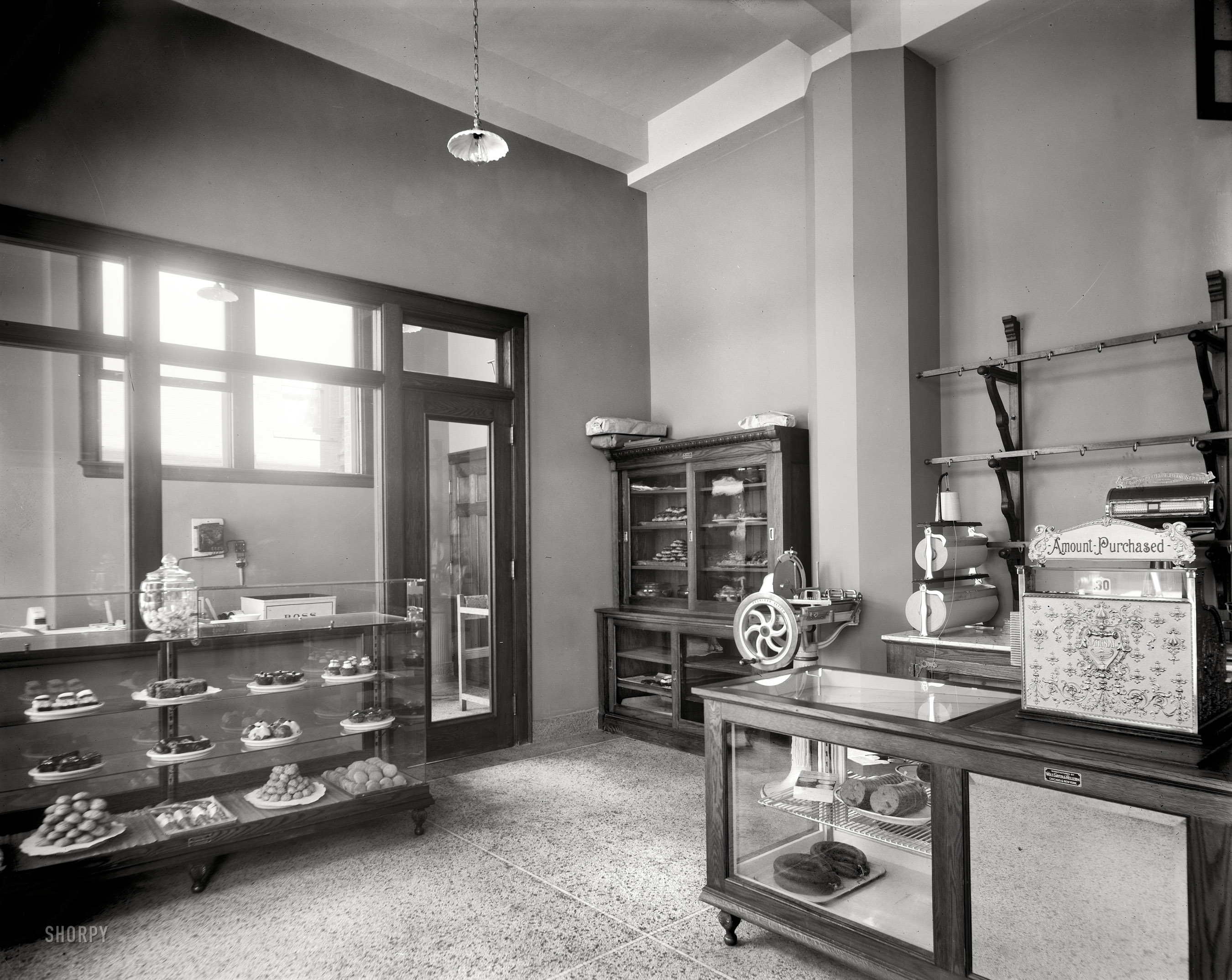 Detroit, Michigan, circa 1912. "Edelweiss Cafe, delicatessen room." 8x10 inch dry plate glass negative, Detroit Publishing Company. View full size.