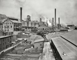 Pittsburgh, Pennsylvania, circa 1910. "Furnaces, National Tube Works." 8x10 inch dry plate glass negative, Detroit Publishing Company. View full size.