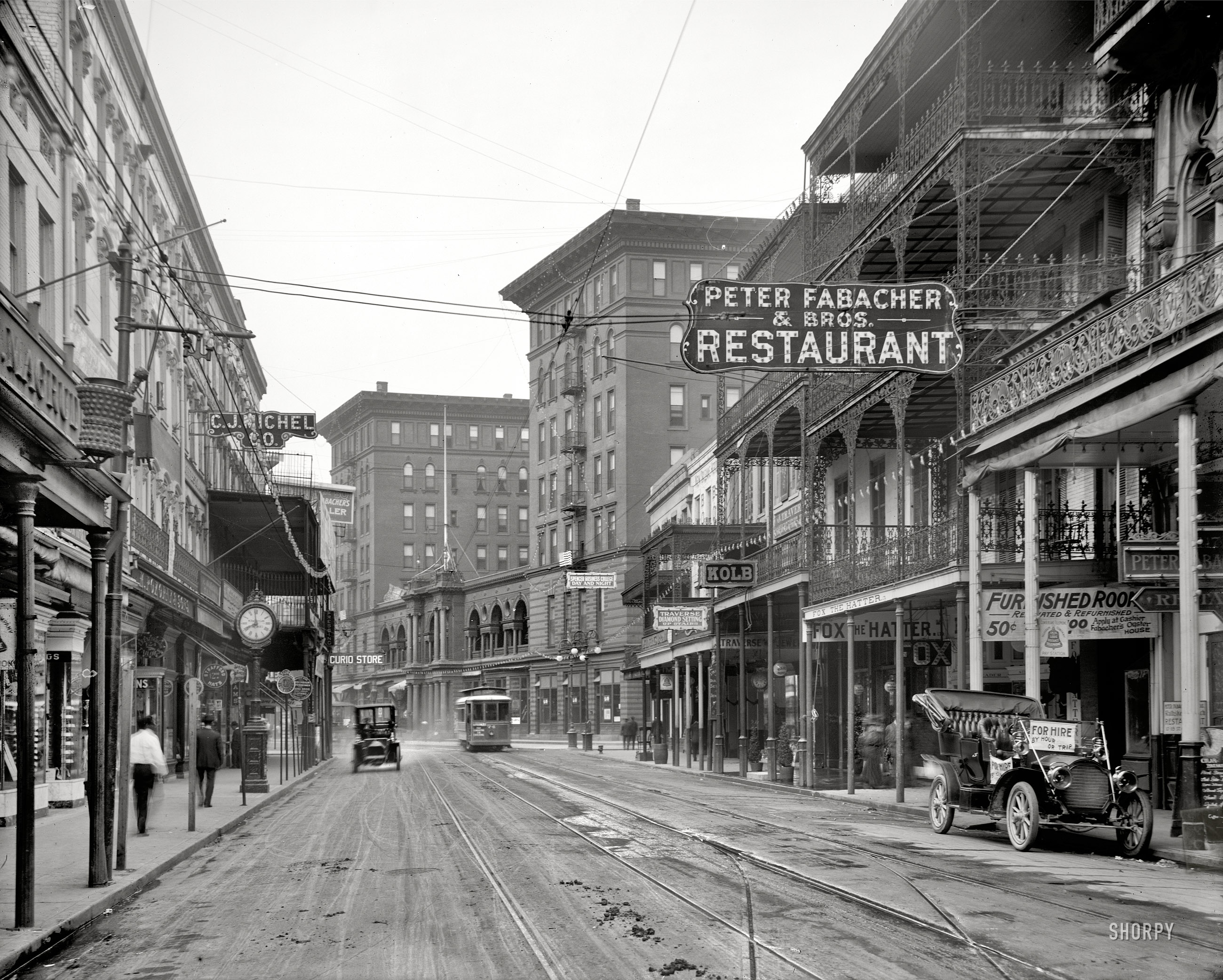 New Orleans circa 1910. "St. Charles Avenue from Canal Street." 8x10 inch dry plate glass negative, Detroit Publishing Company. View full size.