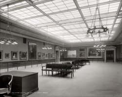 Circa 1910. "The Picture Gallery, New York Public Library." Please, no talking while we gaze upon the Art.  Detroit Publishing glass negative. View full size.