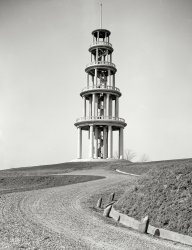 Vicksburg, Mississippi, circa 1909. "Vicksburg National Military Park. New concrete observatory tower." Which looks something like the Tower of Babel as designed by Dr. Seuss. Detroit Publishing glass negative. View full size.