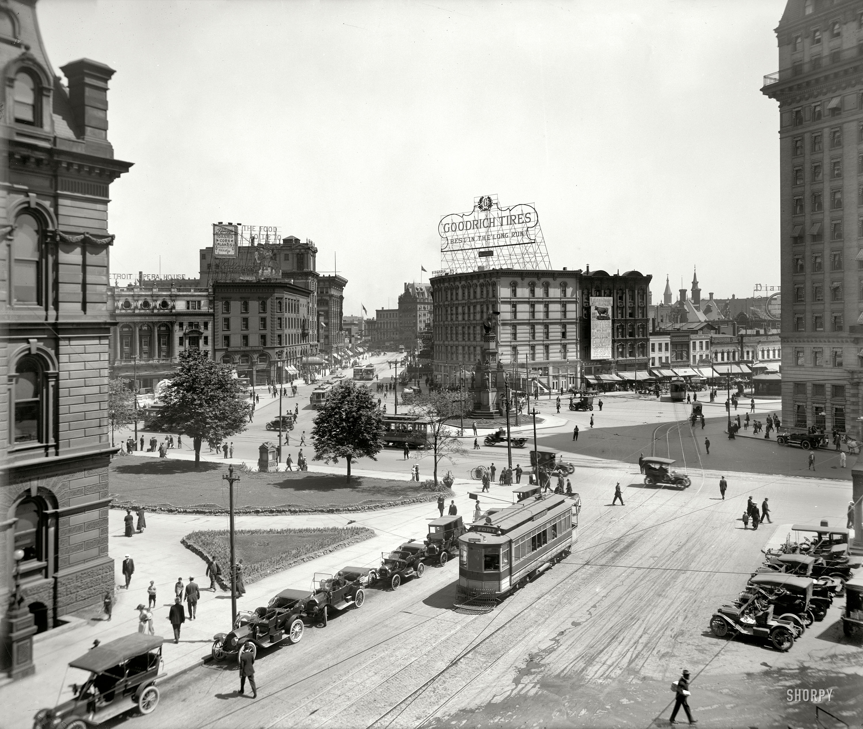 Detroit, Michigan, circa 1910. "City Hall and Campus Martius." 8x10 inch dry plate glass negative, Detroit Publishing Company. View full size.