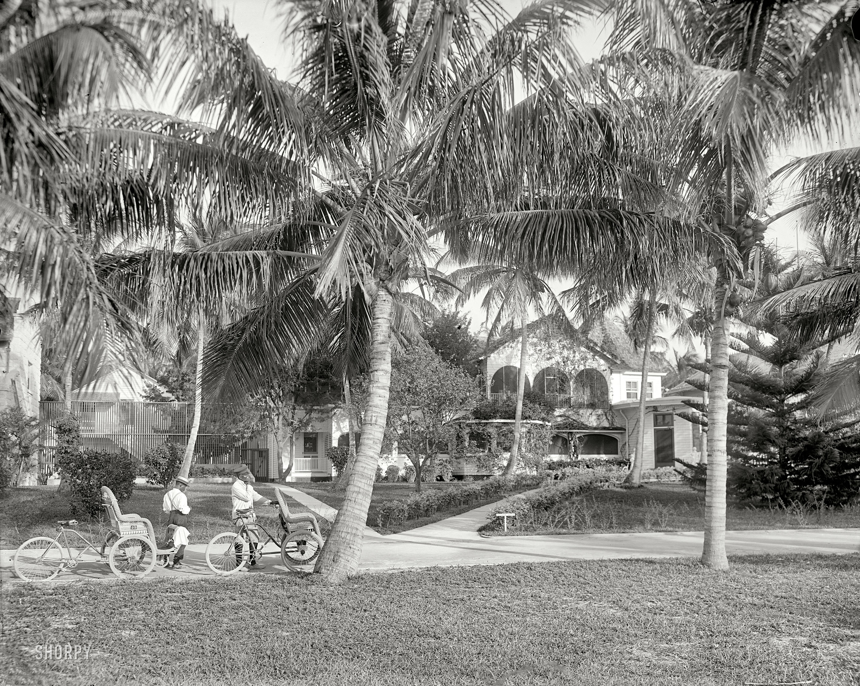 West Palm Beach, Florida, circa 1910. "Beach Club." Subtropical South Florida, splashed in a riotous rainbow of grays. Detroit Publishing Co. View full size.