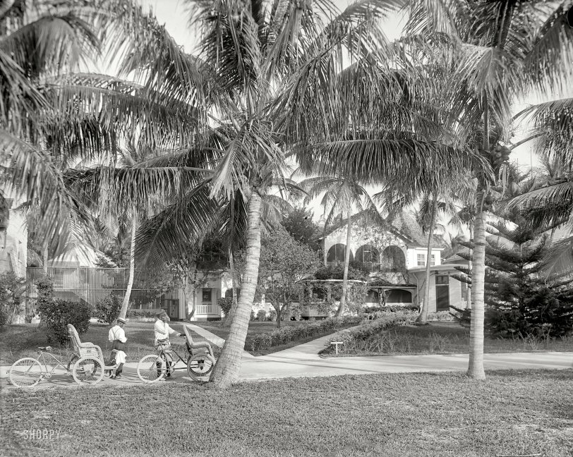 West Palm Beach, Florida, circa 1910. "Beach Club." Subtropical South Florida, splashed in a riotous rainbow of grays. Detroit Publishing Co. View full size.
