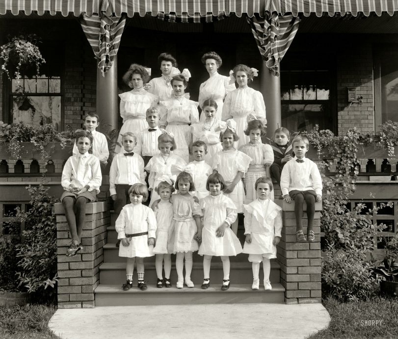 Circa 1910. No caption information for this group portrait, just the notation "Mrs. G.W. Quirse" on the negative. Detroit Publishing Company. View full size.
