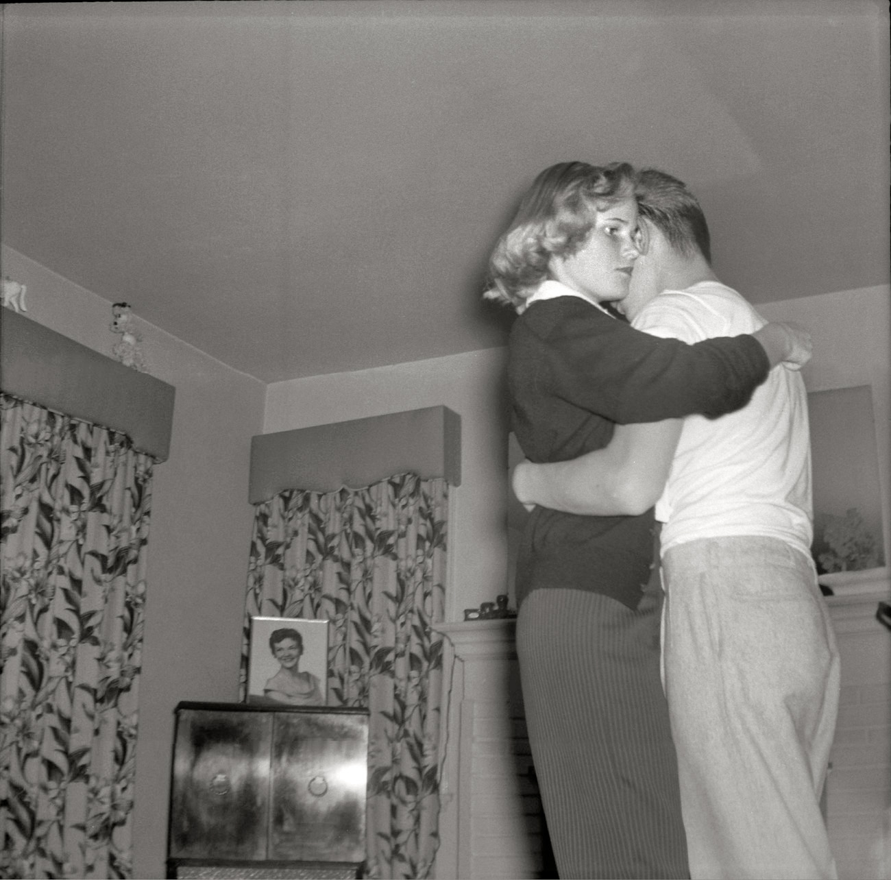 At the same party, the dancers from this photo continue their fun. Scanned from a Kodak safety negative. View full size.