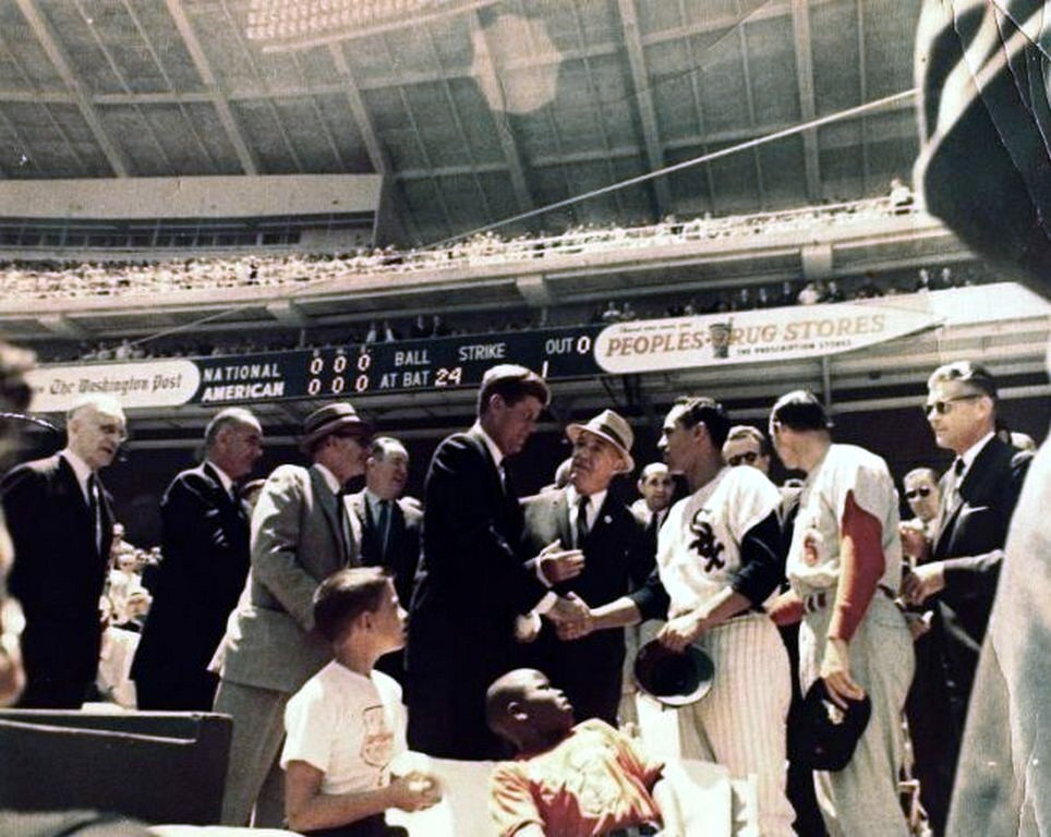 1962 at a Washington Senator's game. My father is in the background. He was a member of congress from Connecticut. View full size