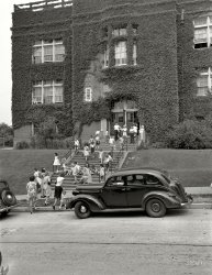 Washington, D.C., circa 1940. "Nation's Business. Children leaving Randle School." Nitrate negative by Theodor Horydczak. View full size.