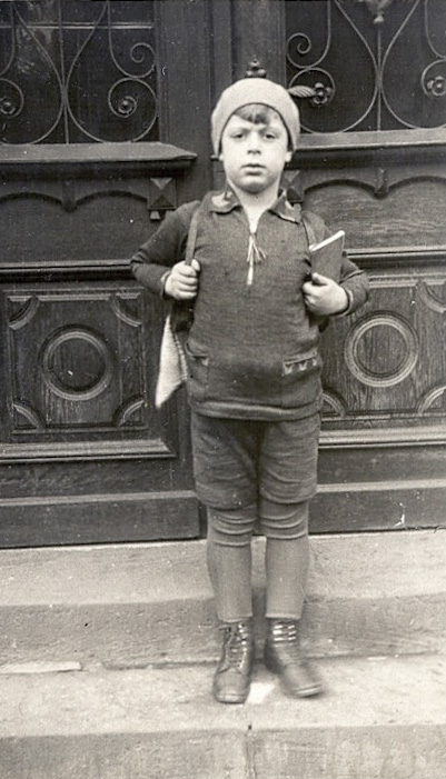 Grandfather posing for a picture before school. Fulda, Germany. View full size.
