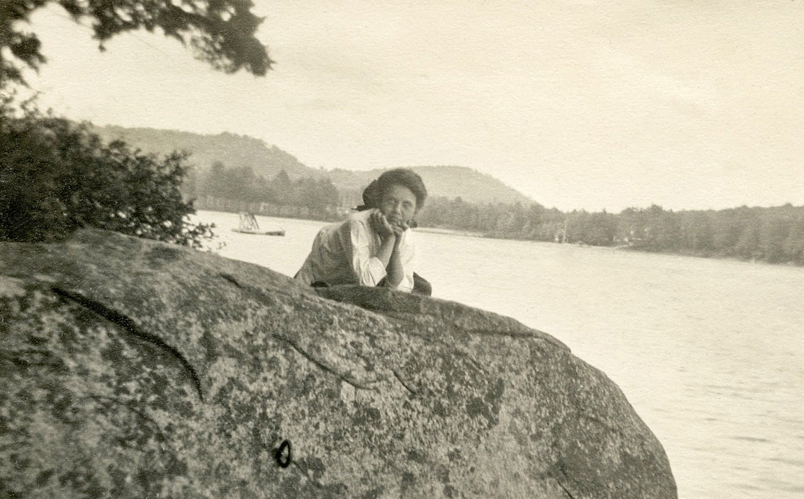 My great-grandmother on a pond in Hubbardston, Massachusetts, 1914. View full size.