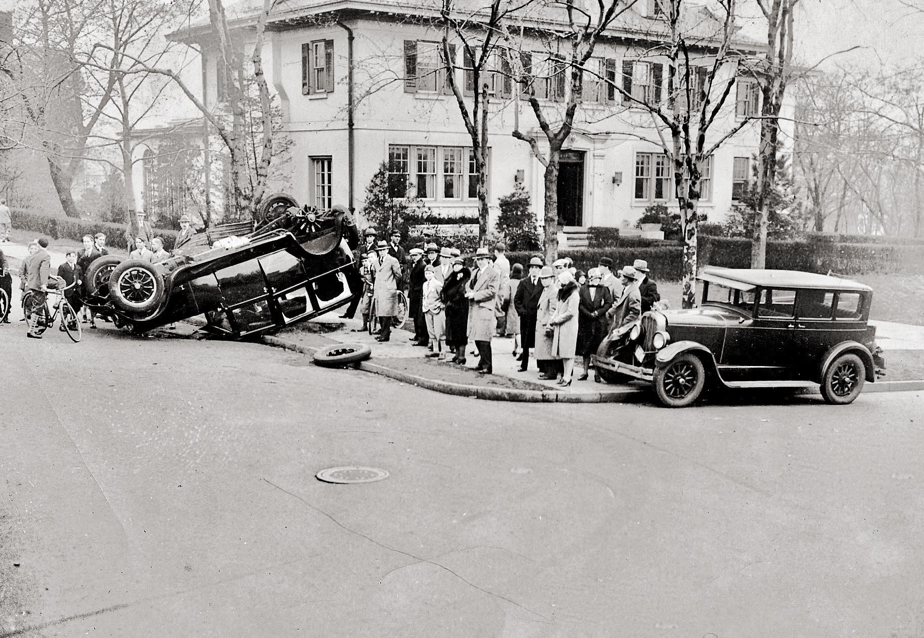 Accident occurred on Parker Street and Ballantine Parkway in Newark, New Jersey. Circa 1929.