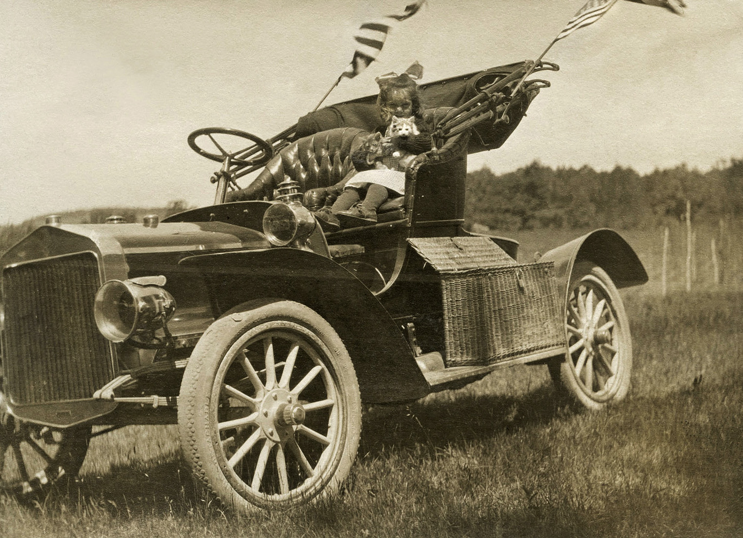 One of my ancestors in the family's car. Worcester, Massachusetts. 1914. View full size.