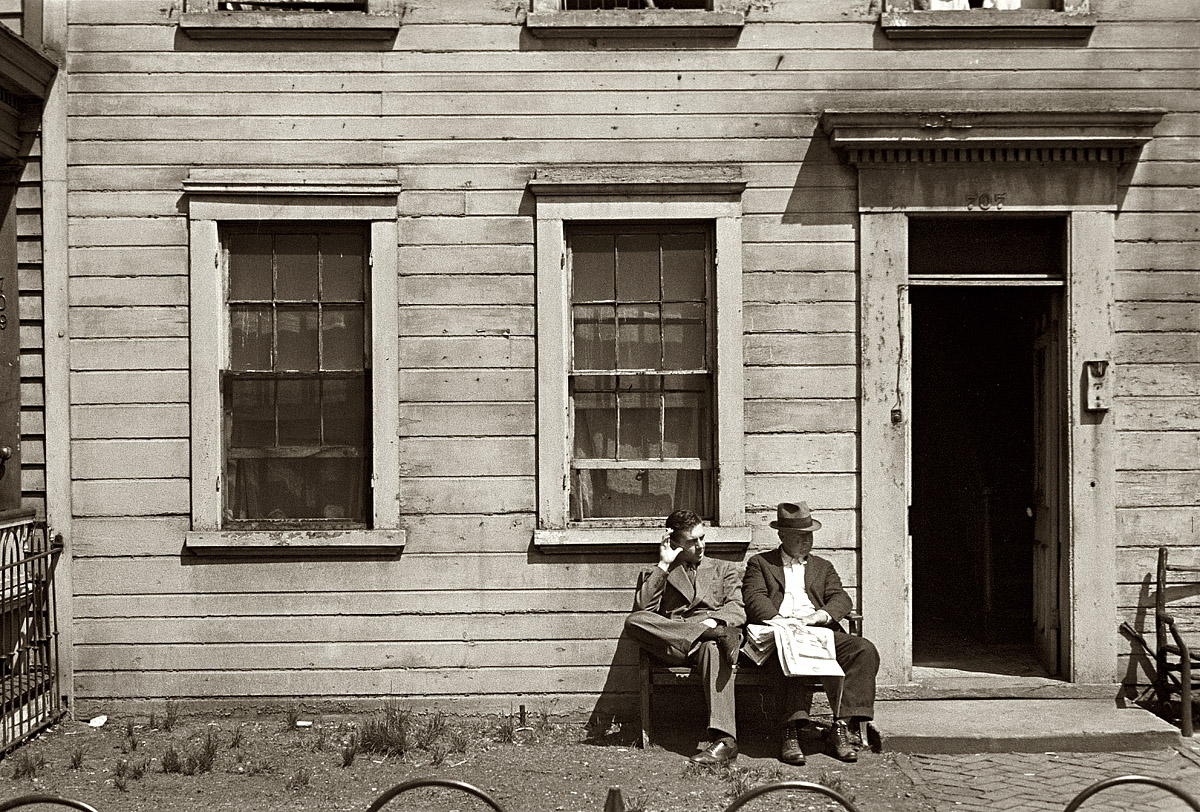 April 1937. "Rooming house in slum district, Washington, D.C." View full size. 35mm nitrate negative by John Vachon for the Farm Security Administration.