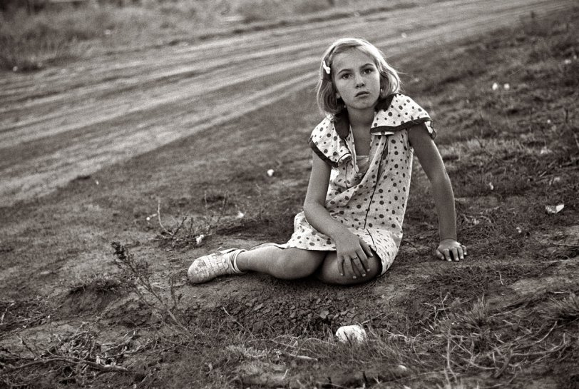 Photo of: The Farmer's Daughter -- October 1938. Farm girl in Seward County, Nebraska. View full size. 35mm nitrate negative by John Vachon for the Farm Security Administration.