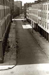 May 1940. "Street in oldest part of town which is being torn down. St. Louis, Missouri." View full size. 35mm nitrate negative by John Vachon for the FSA.
