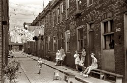 July 1938. "Housing conditions in Ambridge, Pennsylvania, home of the American Bridge Company." View full size. 35mm nitrate negative by Arthur Rothstein.