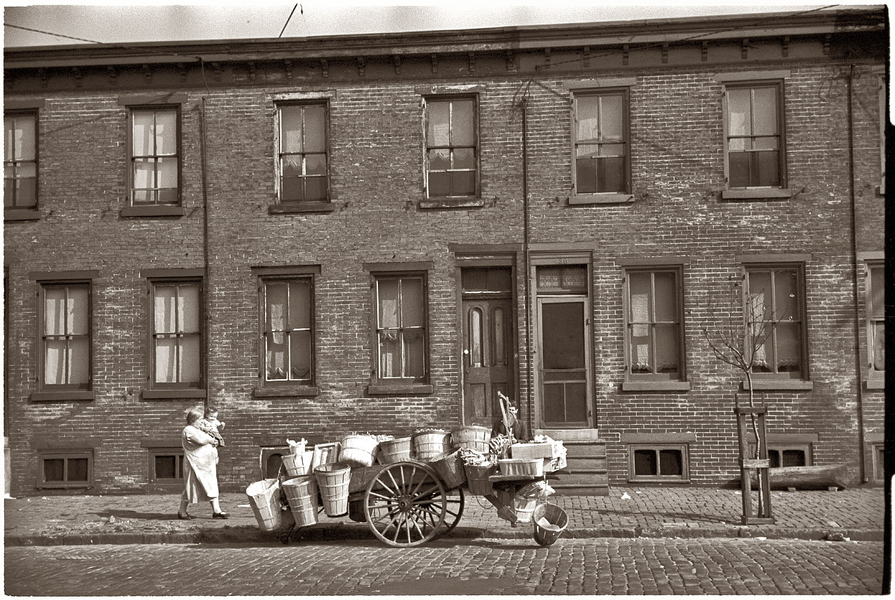 October 1938. Factory workers' homes in Camden, New Jersey. View full size. 35mm nitrate negative by Arthur Rothstein, Farm Security Administration.