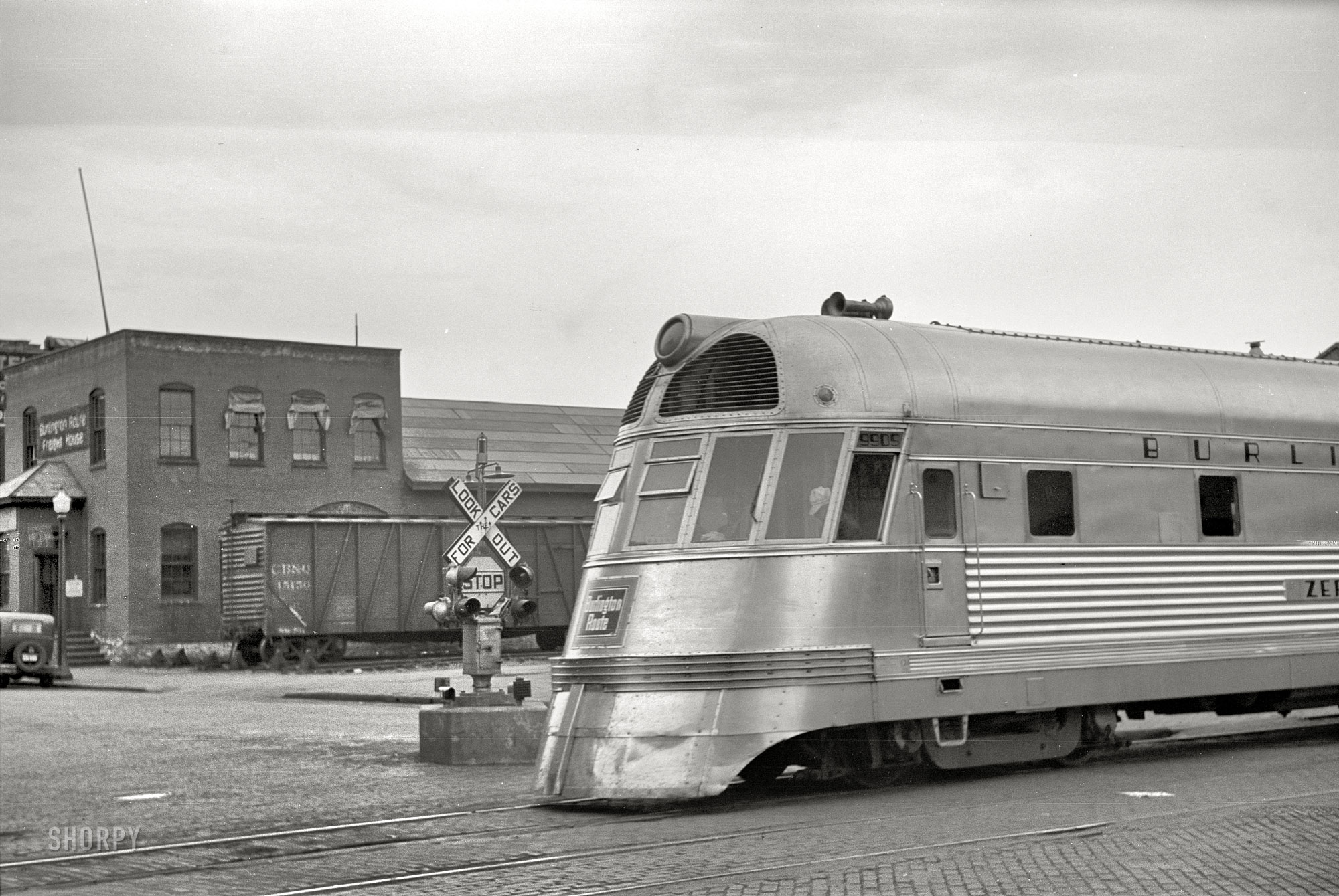 Summer 1939. "Streamlined train at La Crosse, Wisconsin." 35mm negative by Arthur Rothstein for the Resettlement Administration. View full size. 
