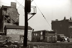 April 1941. "Lunch wagon for Negroes. Chicago, Illinois." View full size. 35mm nitrate negative by Edwin Rosskam for the Farm Security Administration.