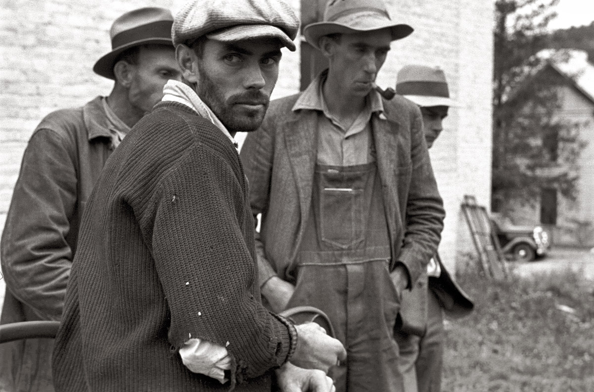 October 1935. Men of Maynardville, Tennessee. View full size. 35mm nitrate negative. Photograph by Ben Shahn for the Farm Security Administration.