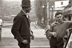 October 1935. A street scene in the mining town of Omar, West Virginia. 35mm negative by Ben Shahn for the Farm Security Administration. View full size.