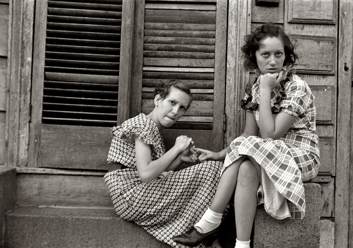 October 1935. Young residents of Amite City, Louisiana. View full size. 35mm nitrate negative by Ben Shahn for the Farm Security Administration.
