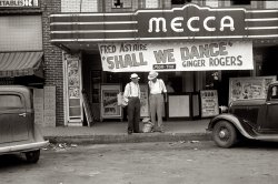 1937. Movie theater in Crossville, Tennessee. View full size. 35mm nitrate negative by Ben Shahn for the Farm Security Administration.