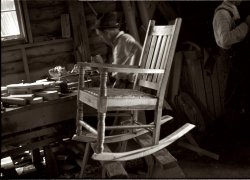 1937. Cabinetmaker's workshop in Skyline Farms, Alabama. View full size. 35mm nitrate negative by Ben Shahn, Farm Security Administration.