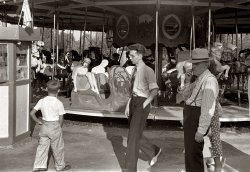 Summer 1938. "Scene at Buckeye Lake Amusement Park, near Columbus, Ohio." View full size. 35mm nitrate negative by Ben Shahn for the FSA.