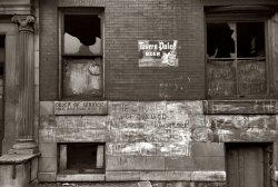 April 1941. "Abandoned building, South Side of Chicago." View full size. 35mm nitrate negative by Russell Lee for the Farm Security Administration.