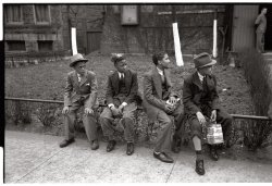 Easter Sunday, April 1941. Boys waiting for the processional at an Episcopal church in South Side Chicago.  View full size. Photograph by Russell Lee. Observe, young people of today, how the young people of yesterday dressed: Up.