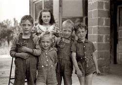 July 1940. Children of migrant agricultural workers in Berrien County, Michigan. View full size. 35mm nitrate negative by John Vachon for the FSA.