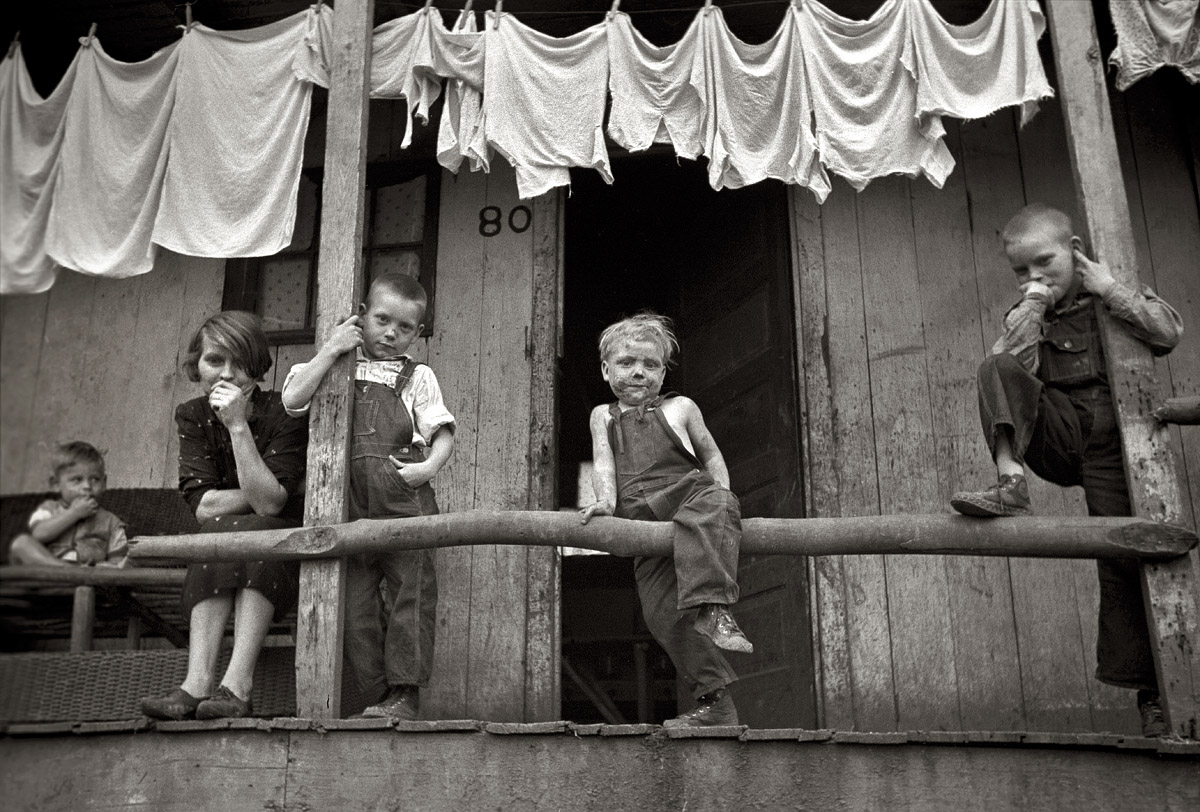 September 1938. "Coal miner's family. Pursglove, West Virginia." View full size. 35mm negative by Marion Post Wolcott for the Farm Security Administration.