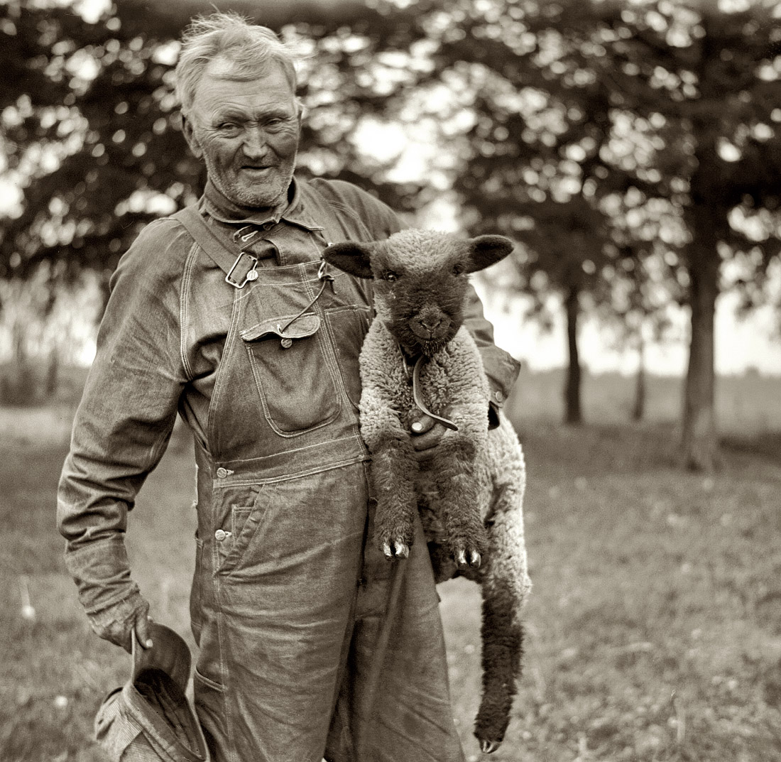 May 1936. "Farmer of Franklin County, Kansas." View full size. Medium format nitrate negative by Arthur Rothstein for the Farm Security Administration.
