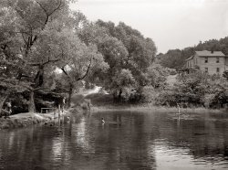 July 1941. Swimming hole at Pine Grove Mills, Pennsylvania. View full size. Photograph by Edwin Rosskam for the Farm Security Administration.