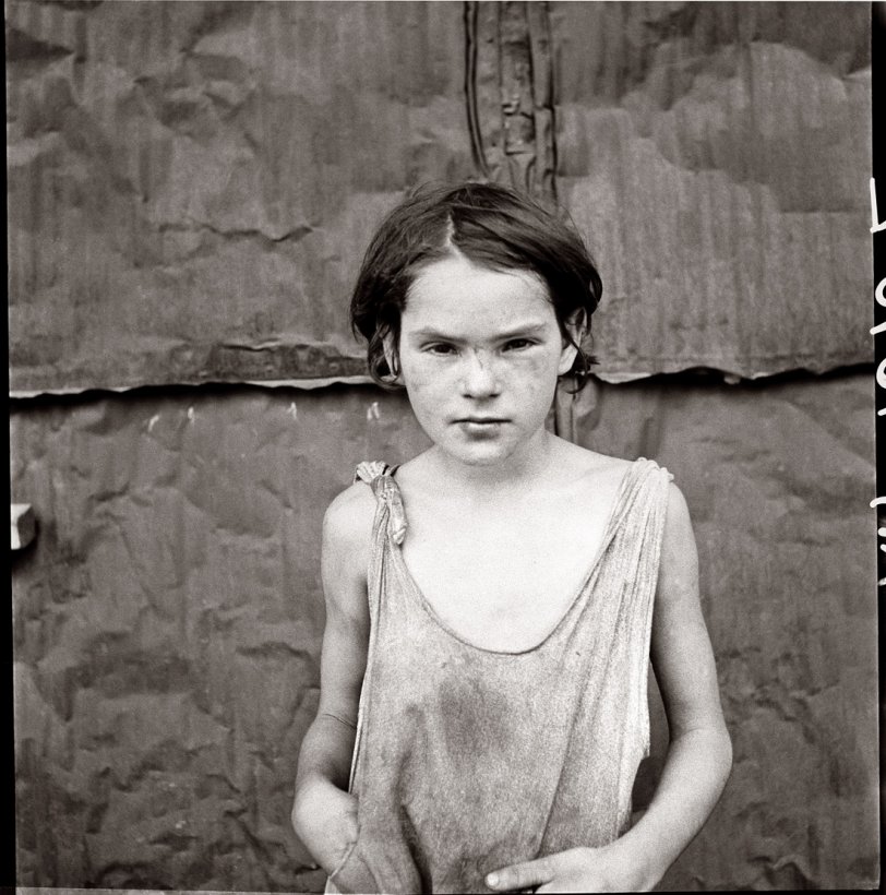 Child living in Oklahoma City shacktown. August 1936. View full size. Farm Security Administration photograph by Dorothea Lange.
