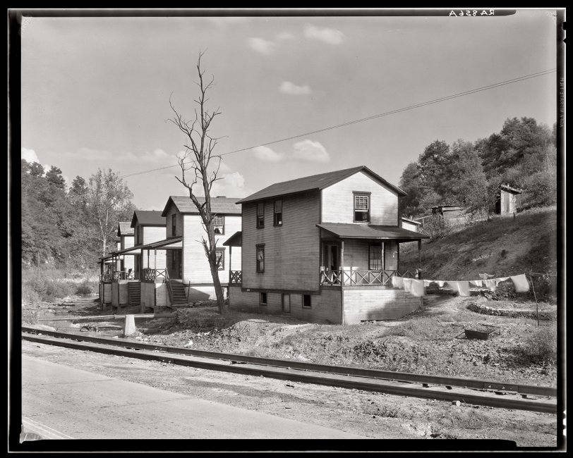 Company houses at Scotts Run mining camp near Morgantown, West Virginia. July 1935.  View full size. Photograph by Walker Evans.
