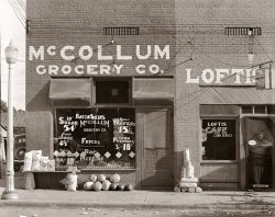 Moundville, Alabama, in 1936. Photo by Walker Evans. [Update Nov. 9, 2007: This would seem to be in Greensboro, not Moundville. Although the mayor of Haleyville has another theory. - Dave] View full size.