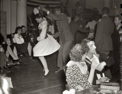 March 1944. Washington labor canteen St Patrick's Day dance. View full size. Medium format negative by Joseph A. Horne for the Office of War Information.