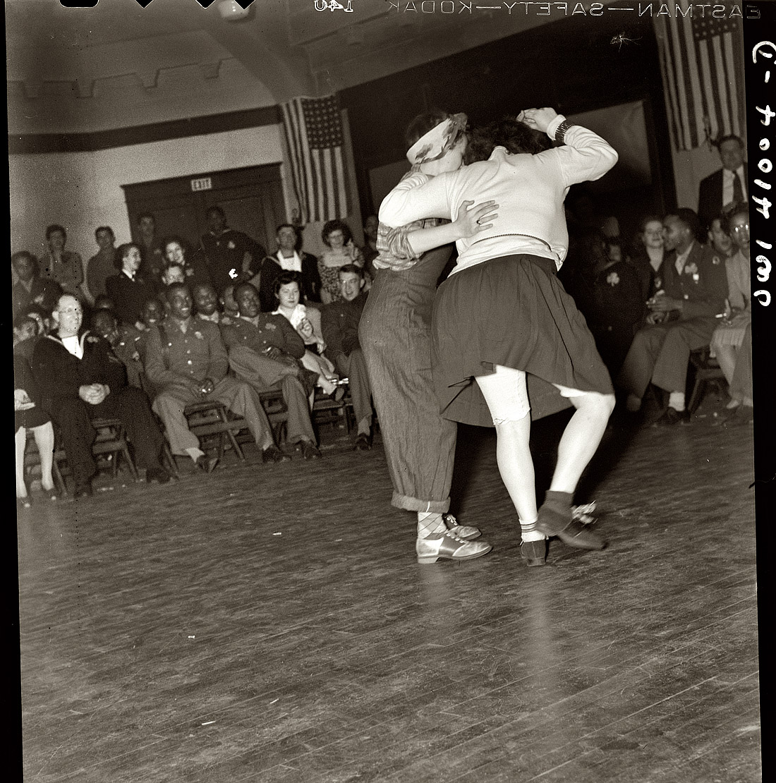 March 1944. Washington, D.C. St. Patrick's Day dance at the Washington labor canteen, sponsored by the United Federal Workers of America, Congress of Industrial Organizations. View full size. Medium format safety negative by Joseph A. Horne for the Office of War Information.