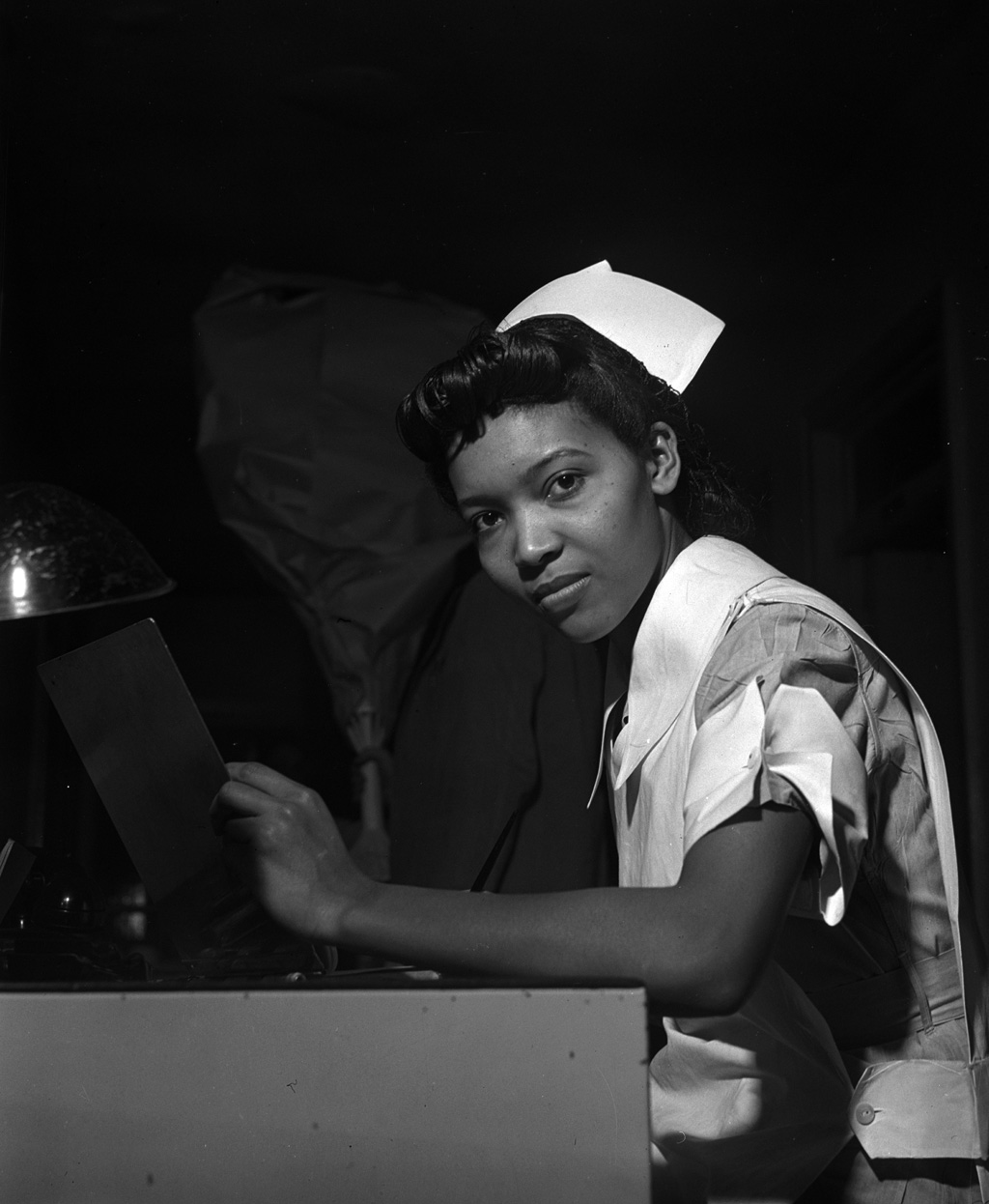Lydia Monroe of Ringold, Louisiana, is a student nurse at Provident Hospital in Chicago, Illinois. Her father is a machinist at the Youngstown Sheet and Tube Company. Photo by Jack Delano, March, 1942. View full size.