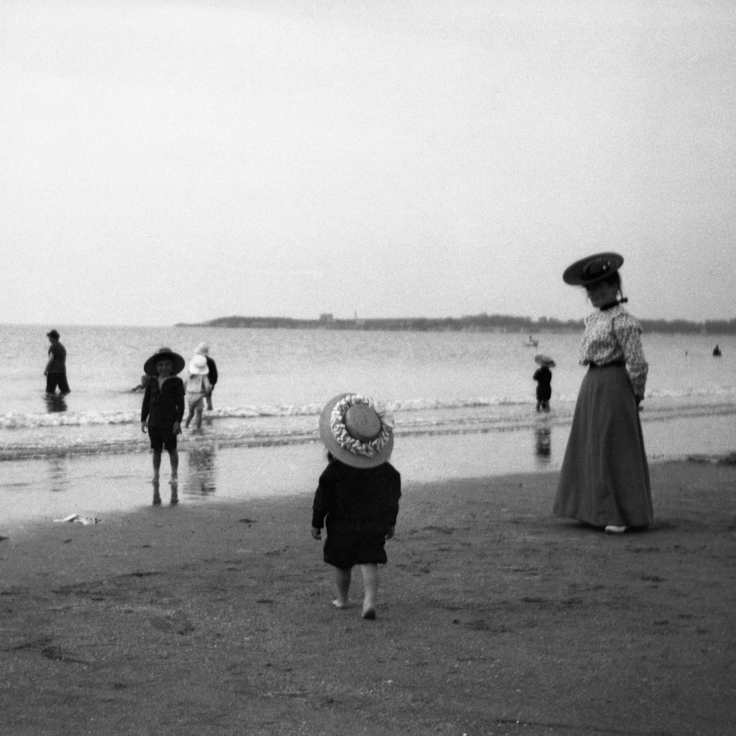 The beach at Royan, France in 1903. Scanned from a glass plate negative.