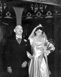 My grandfather Bernard Geraghty Sr. escorts my mother, Catherine Philomena Geraghty, up the aisle at Most Precious Blood Parish in Astoria, Queens, in June 1944 for her wedding to Francis Callan. Although Grandpa Geraghty looks like a holy terror here, he was a genial and beloved figure in our family. When I was young, my mother would repeat to me the stories he had told her as a little girl. Once I got to high school, I read a short story whose style and tone immediately brought the "Grandpa stories" to mind. It was "Araby," by James Joyce.