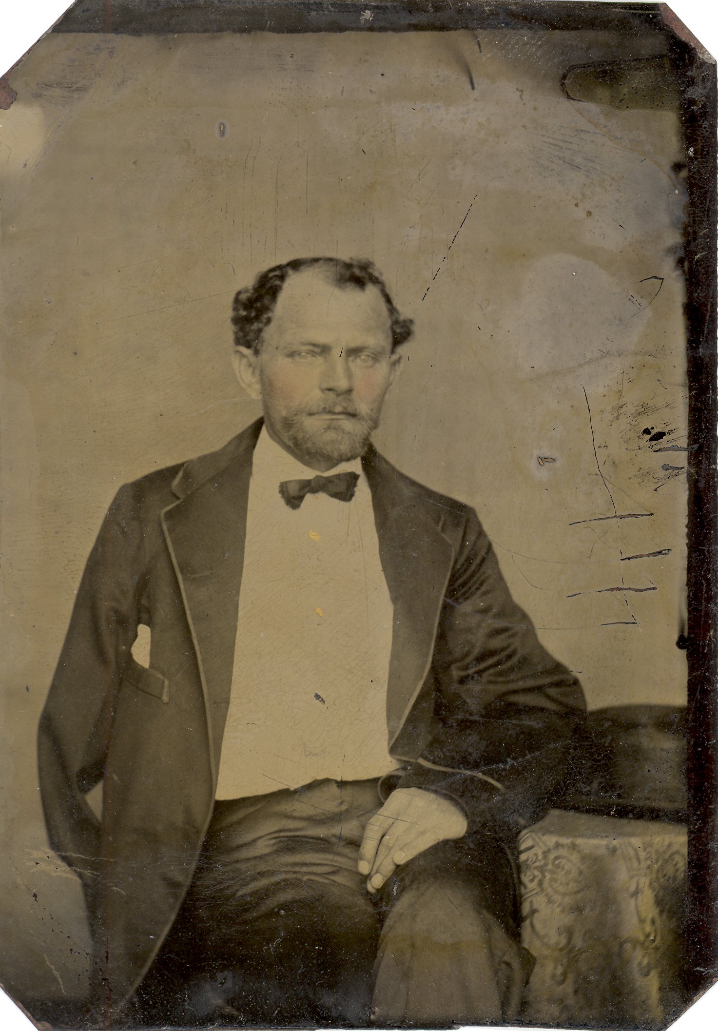 From the collection of Matthew Gallienne.
I assume this is a relative from his wife's side. Ruby Love Andrews of Society Hill, Alabama. The gentleman probably lost his arm in the civil war.