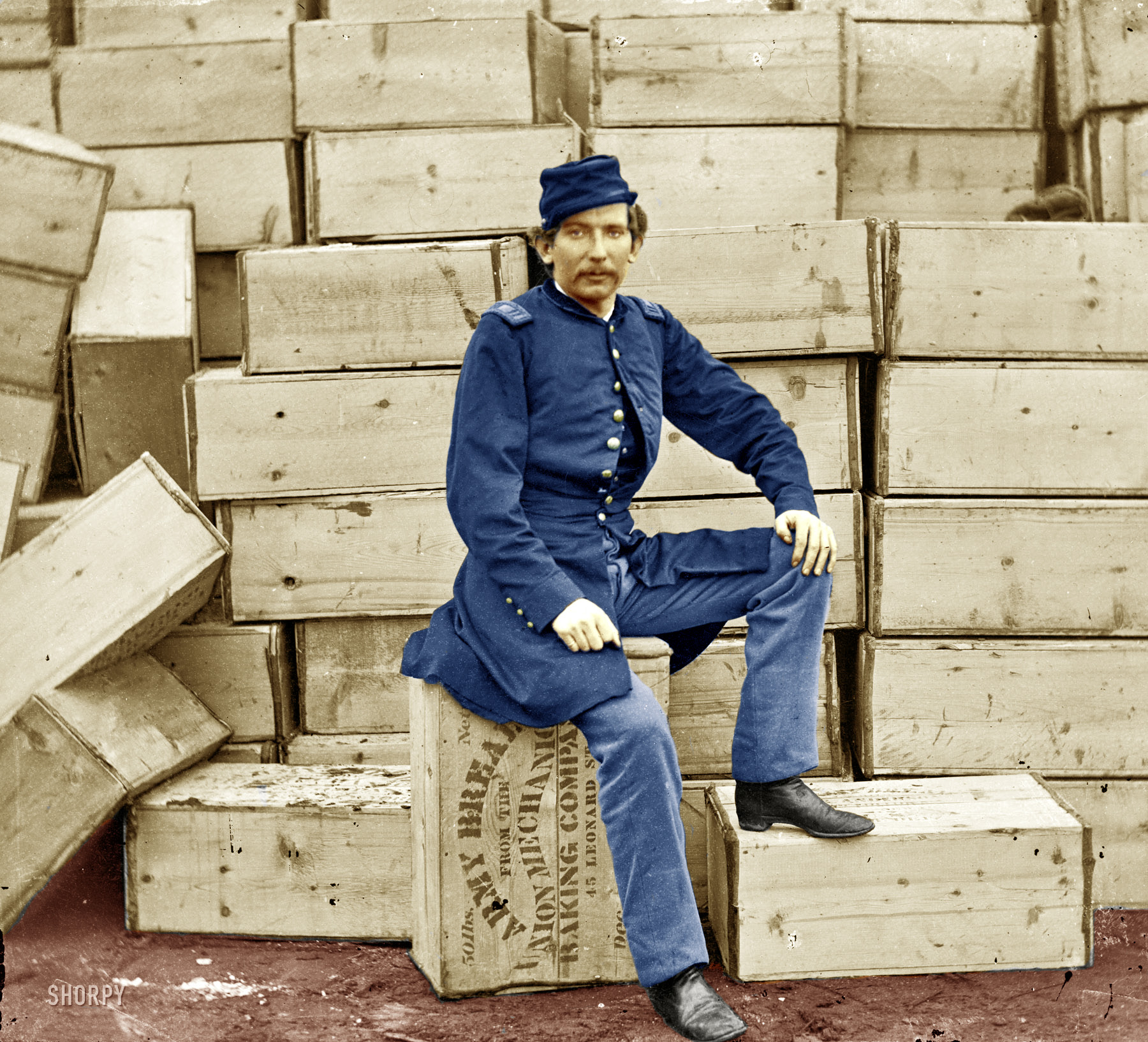 Simply a colorized version of a Shorpy photo, titled "Army Bread: 1863," from this website. It is my first attempt at colorization, and additionally I am a new member as well. Original photo | View full size.