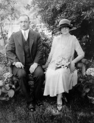 Arthur and Marguerite (Peg) Possiant on their wedding day in Philadelphia, PA, 1923. My Grandfather and Grandmother. View full size.
Love the period clothing! They seem not to know each other. Maybe just the etiquette of the times, no touching, no smiles, no dreamy eyed looks. Hope they lived a long and happy life together!
(ShorpyBlog, Member Gallery)