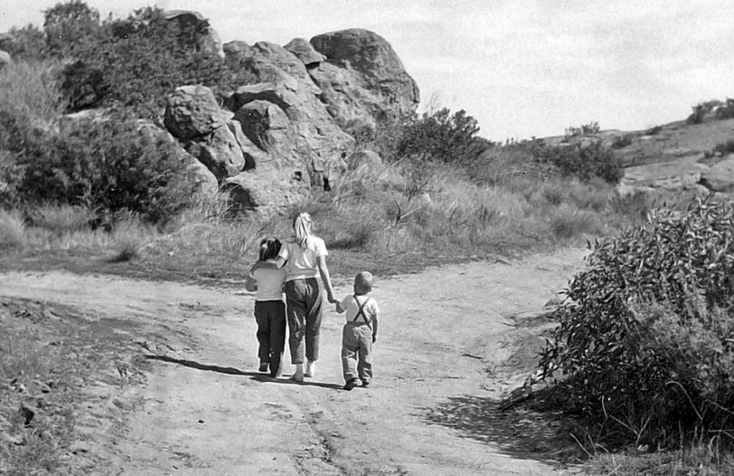 Taken of the Clark Kids in the Santa Monica Mountains, 1959. View full size.
