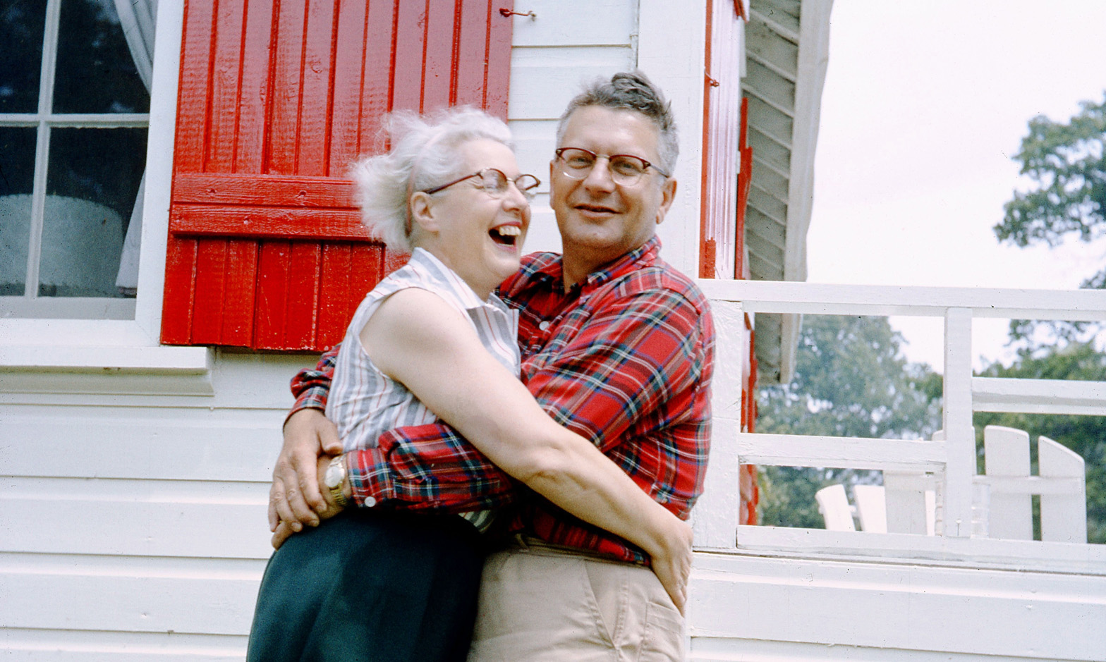 My father took this pic of my aunt and uncle fifty-two years ago at their cottage, located on a bluff overlooking Lake Erie just down the dirt lakeshore road from Port Dover, 5 miles to the west. We spent many summer weekends there, right across the road from a one-room school house that was still operating in 1959. View full size.