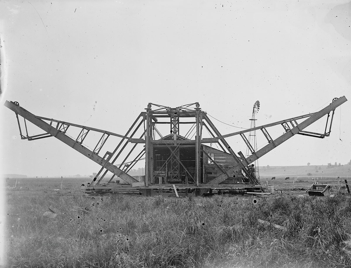 Southern Wisconsin or Northern Illinois around the turn of the century.  If you have any idea of what this contraption is please let the rest of us know. Scanned from the original 7x5 inch glass negative. View full size.